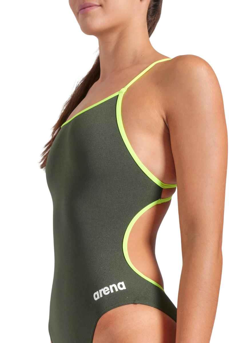 Arena Solid Lace Back Swimsuit - Dark Sage / Arctic Lime-631187