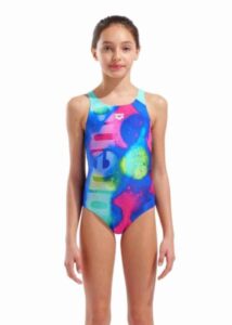 Arena Girl's Spray Paint Swim Pro Back Swimsuit - Navy / Water