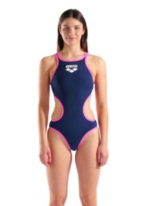 Arena One Biglogo Swimsuit - Navy / Fluo Pink