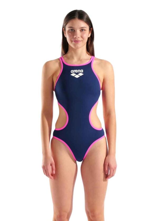 Arena One Biglogo Swimsuit - Navy / Fluo Pink-0