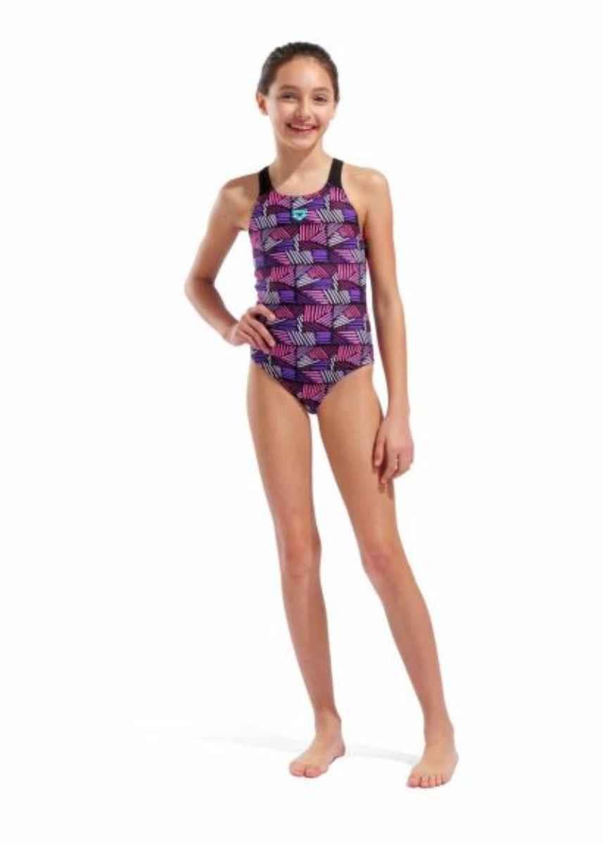 Arena Girl's Candies Swim Pro Back Swimsuit - Multi / Black / Pink-631258