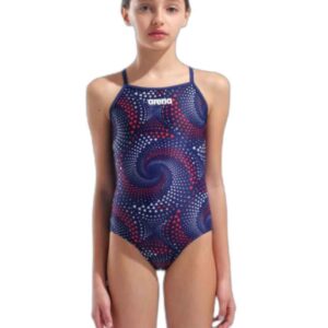 Arena Girl's Fireflow Light Dropback Swimsuit - Navy / Team Red White Blue-0