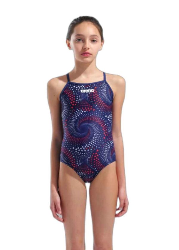 Arena Girl's Fireflow Light Dropback Swimsuit - Navy / Team Red White Blue-0