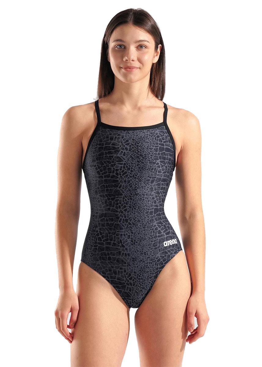 Arena Womens Snakeskin Lightdrop Back Swimsuit - Black / Team Black-631152