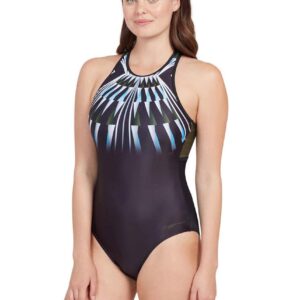 Zoggs Aqua Geo Hi Cross X Back Swimsuit