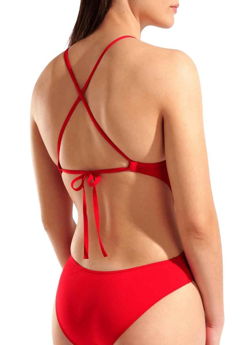 Arena Womens Solid Tie Back Swimsuit - Red-631030