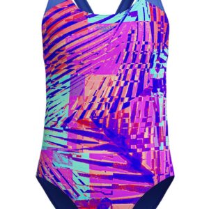 Speedo Girls Digital Allover Splashback Swimsuit - Cobalt Pop