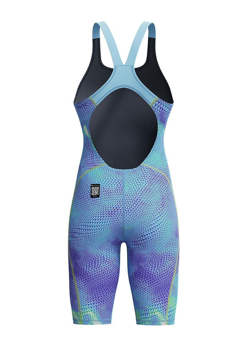 Speedo Fastskin HyperSpark Printed Openback Kneesuit - Blue / Yellow-631917