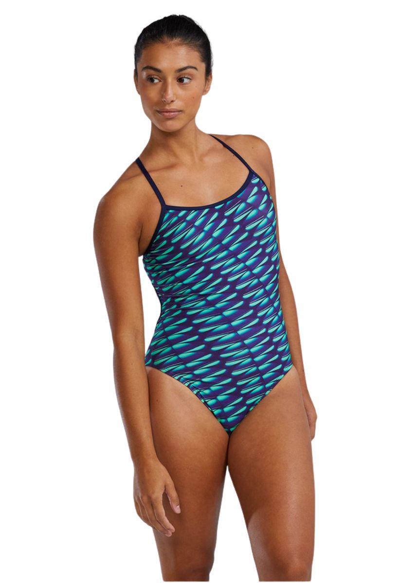 TYR Durafast Elite Dragonflyte Trinityfit One Piece Swimsuit - Green / Navy-631473