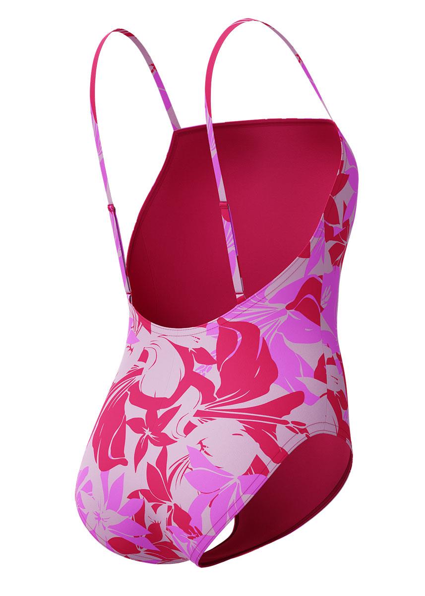 Speedo Womens Printed Adjustable Thinstrap Swimsuit - Dark Pink-632172