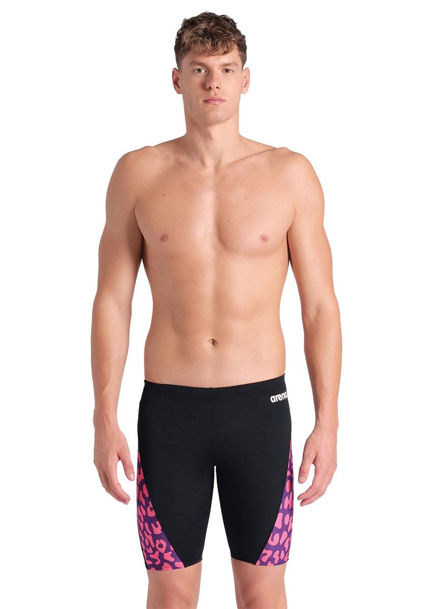 Arena Mens Printed Jammer - Black / Fuchsia Multi-631684