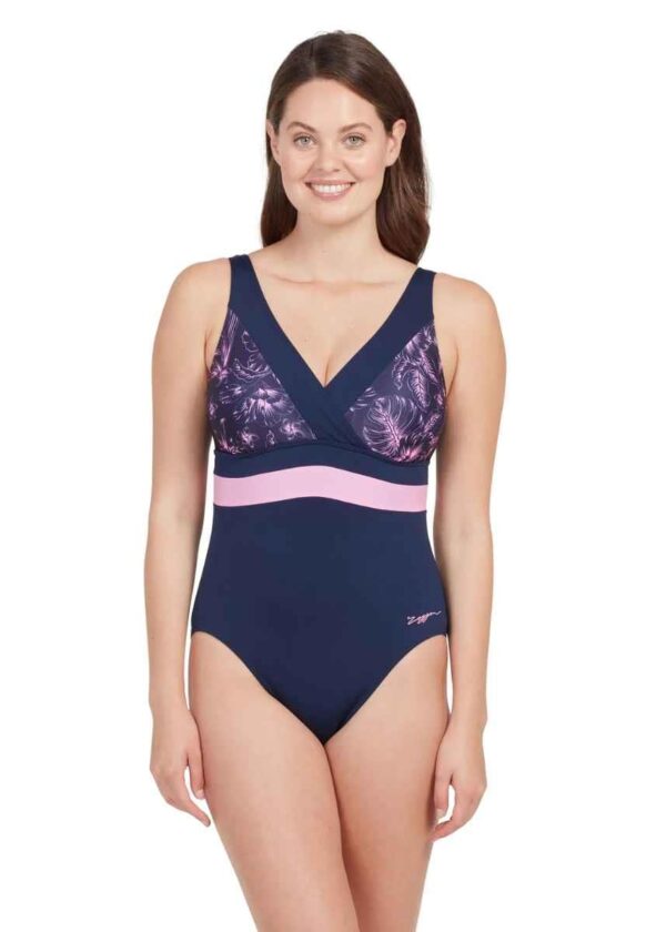 Zoggs Square Back Swimsuit - Sunset Bloom