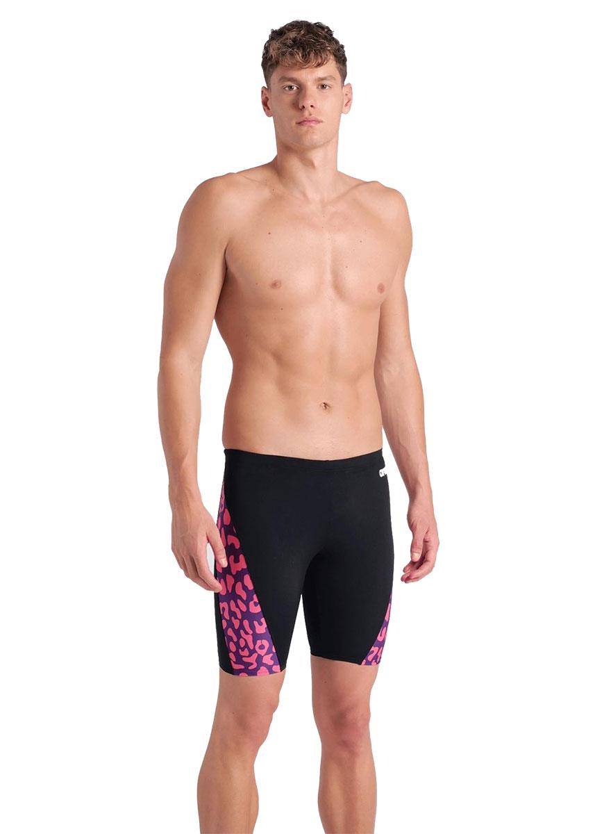 Arena Mens Printed Jammer - Black / Fuchsia Multi-631682
