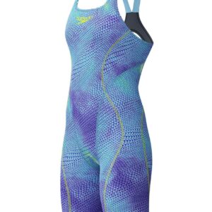 Speedo Fastskin HyperSpark Printed Openback Kneesuit - Blue / Yellow