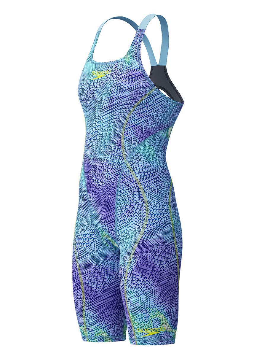 Speedo Fastskin HyperSpark Printed Openback Kneesuit - Blue / Yellow