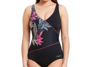 Zoggs Aruba Wrap Front Swimsuit - Black / Pink