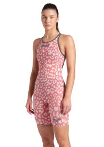Arena Powerskin Carbon Air² Limited Edition Leopard Skin Openback Kneesuit - Geranium