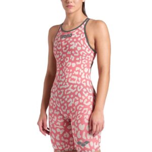 Arena Powerskin Carbon Air² Limited Edition Leopard Skin Openback Kneesuit - Geranium