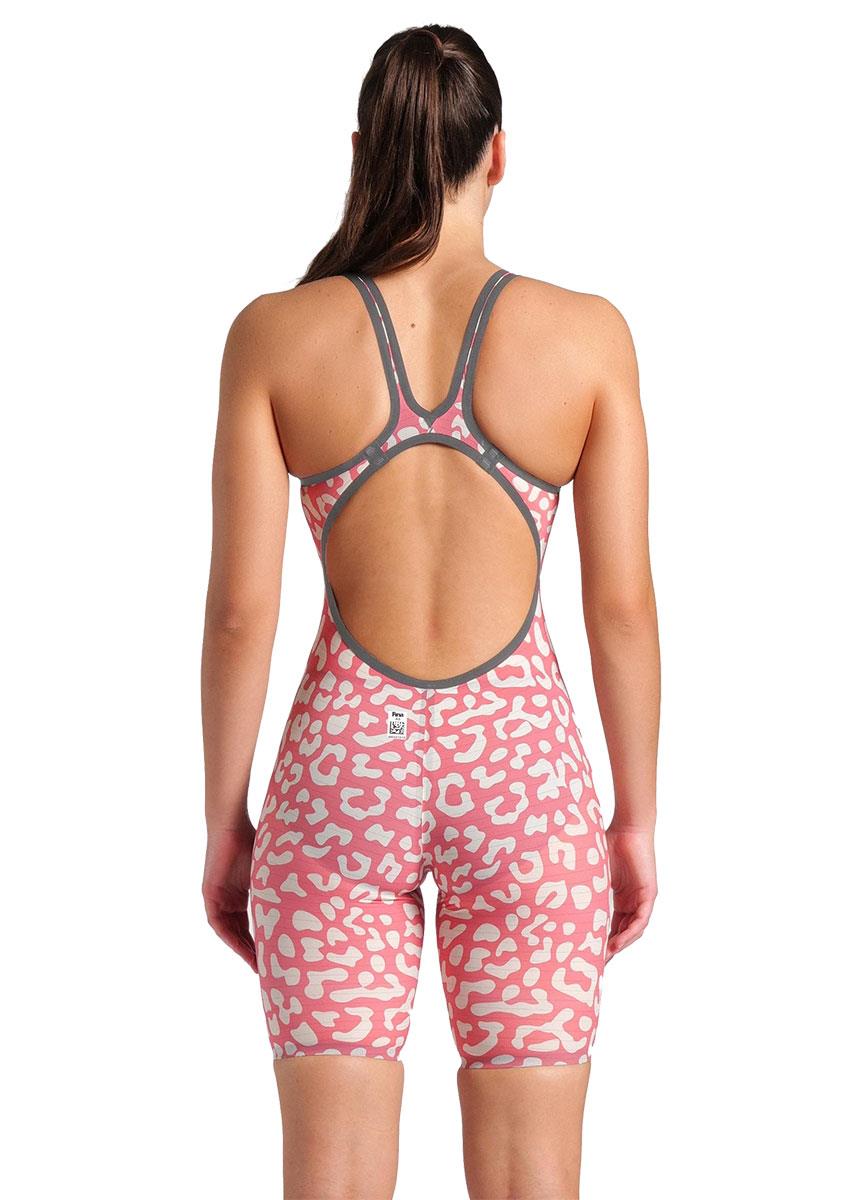 Arena Powerskin Carbon Air² Limited Edition Leopard Skin Openback Kneesuit - Geranium-632814