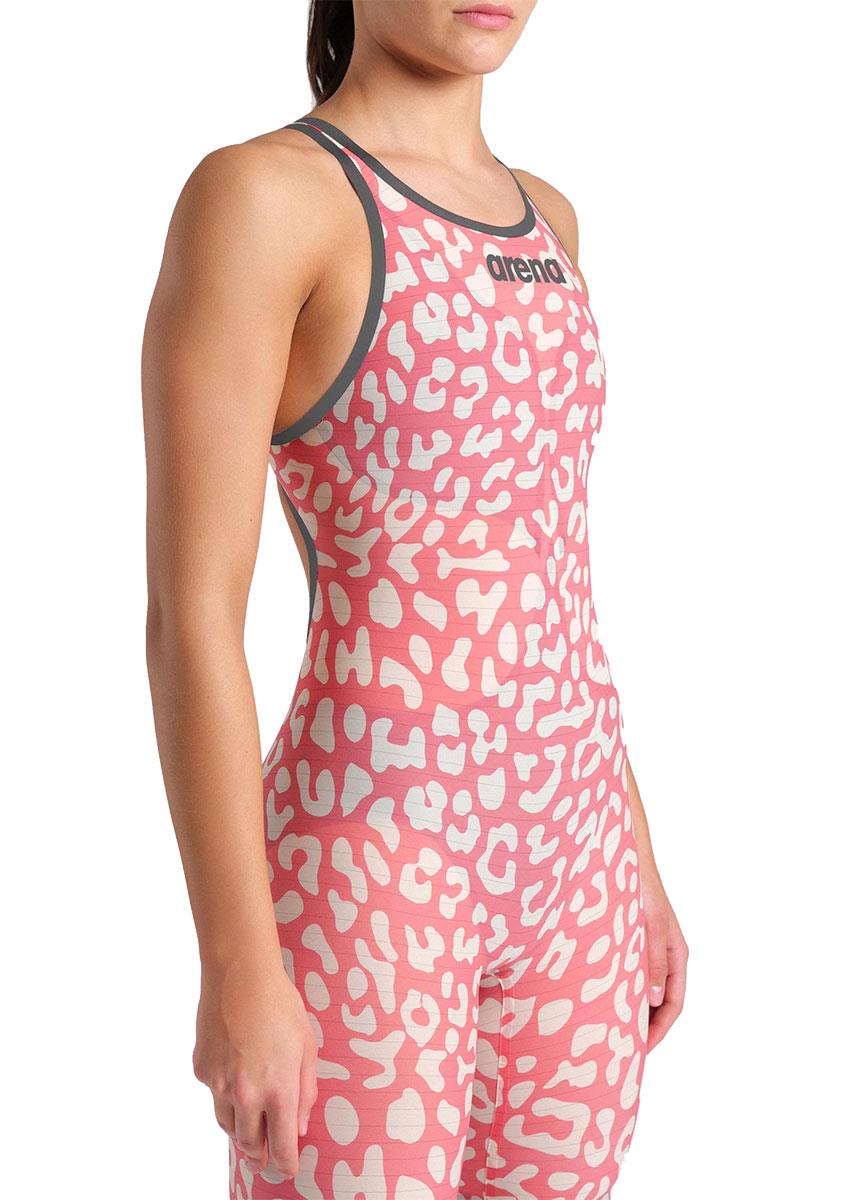 Arena Powerskin Carbon Air² Limited Edition Leopard Skin Openback Kneesuit - Geranium-632816