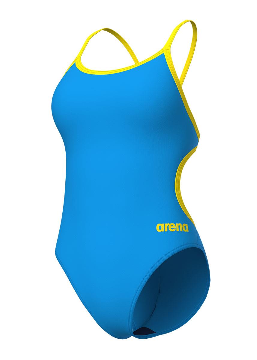 Arena Womens Solid Lace Back Swimsuit - Turquoise / Yellow-633327