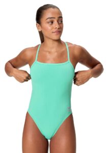 Speedo Womens Solid V-Back 2.0 Swimsuit - Aqua Breeze