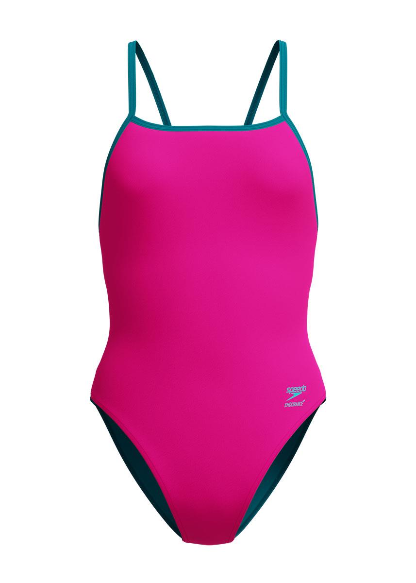 Speedo Womens Solid Tri Back Swimsuit - Punchy Pink-633117