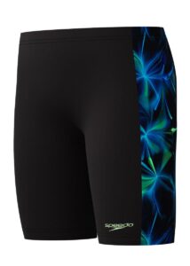 Speedo Boys Digital Print Panel Jammer - Black / Green