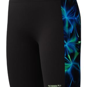 Speedo Boys Digital Print Panel Jammer - Black / Green