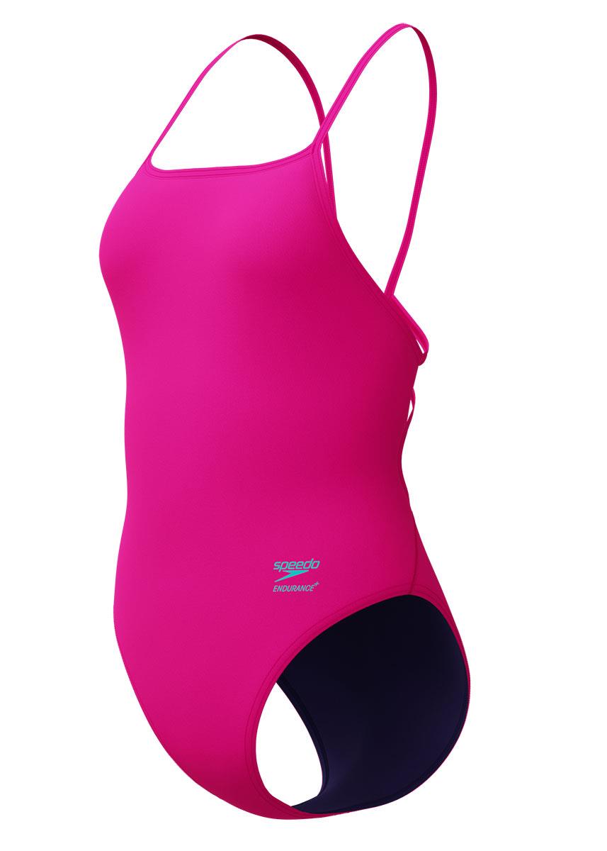 Speedo Womens Solid Web Back Swimsuit - Punchy Pink-633277