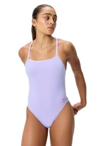 Speedo Womens Solid V-Back 2.0 Swimsuit - Bright Lavender