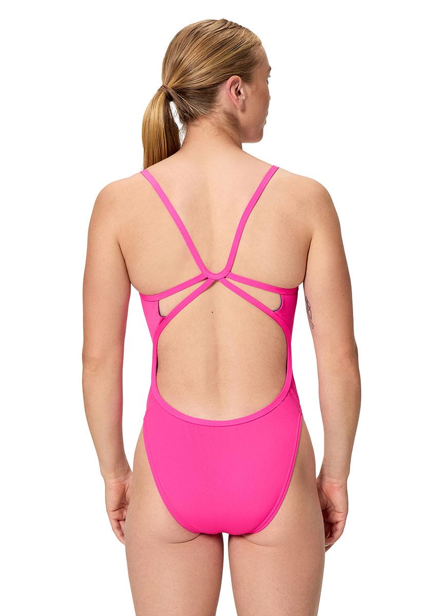 Speedo Womens Solid Web Back Swimsuit - Punchy Pink-633274