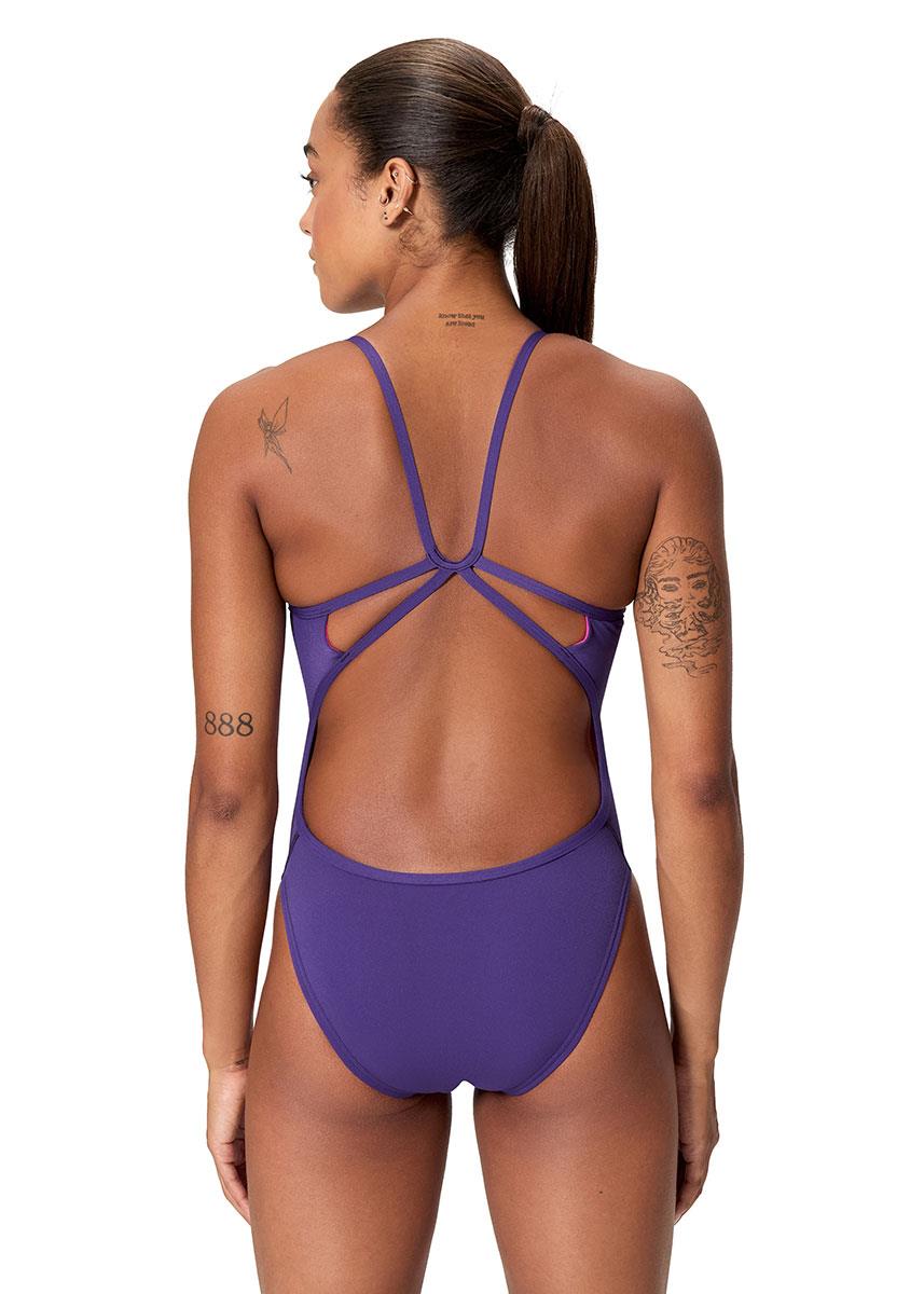 Speedo Womens Solid Web Back Swimsuit - Acai Purple-633262