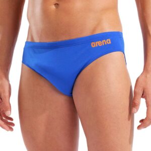 Arena Team Solid Swim Brief - Neon Blue / Orange
