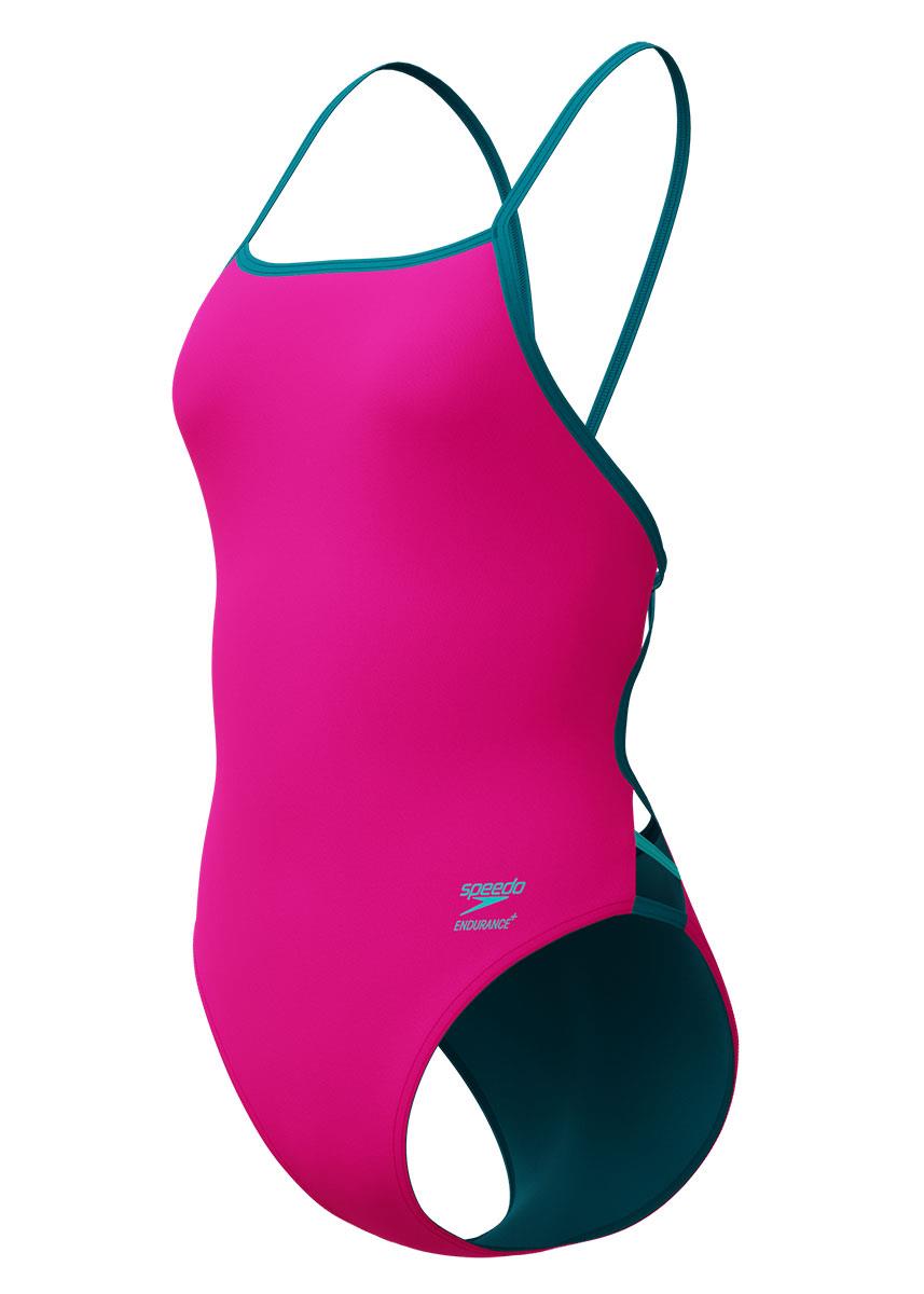 Speedo Womens Solid Tri Back Swimsuit - Punchy Pink-633115
