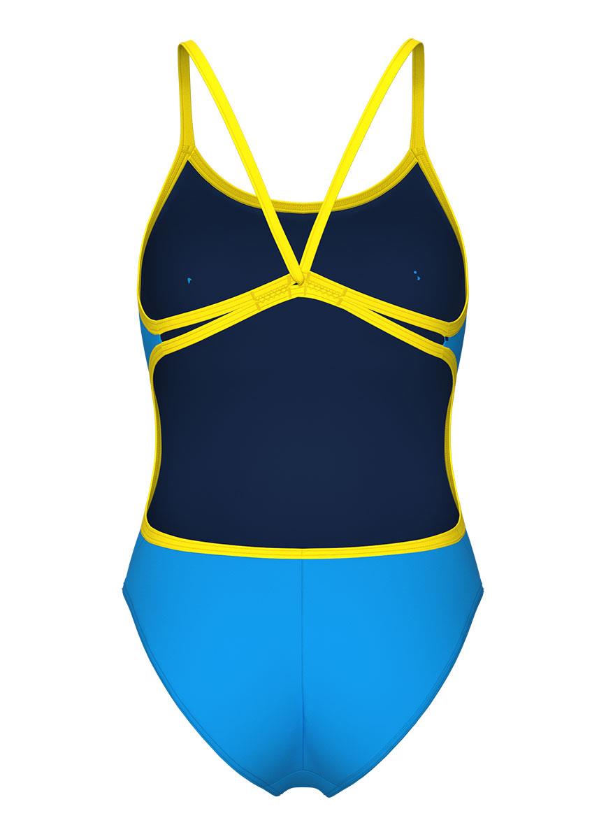 Arena Womens Solid Lace Back Swimsuit - Turquoise / Yellow-633328