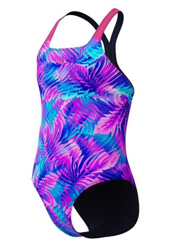 Speedo Girls Allover Print Powerback - Pink / Blue-0