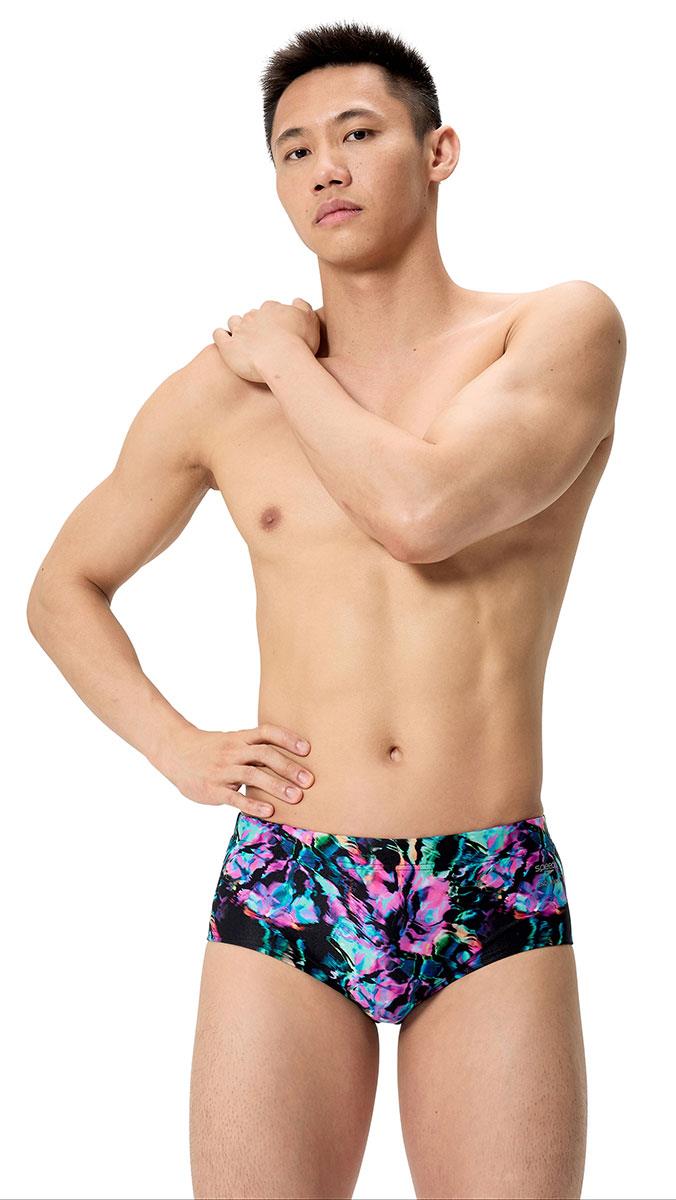 Speedo Mens Printed 13.5 cm Brief - Black / Purple-633216