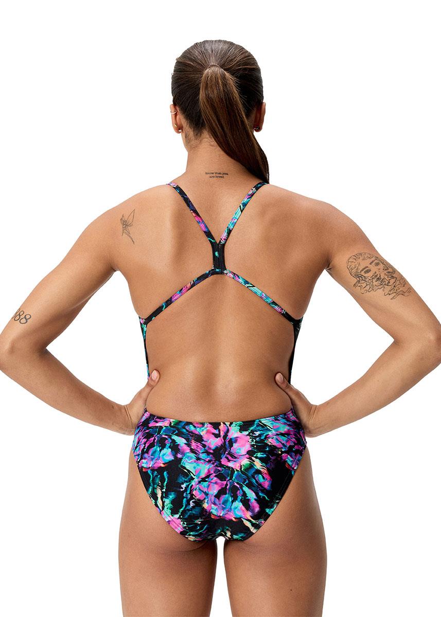 Speedo Womens Printed V-Back 2.0 Swimsuit - Black / Purple-633241