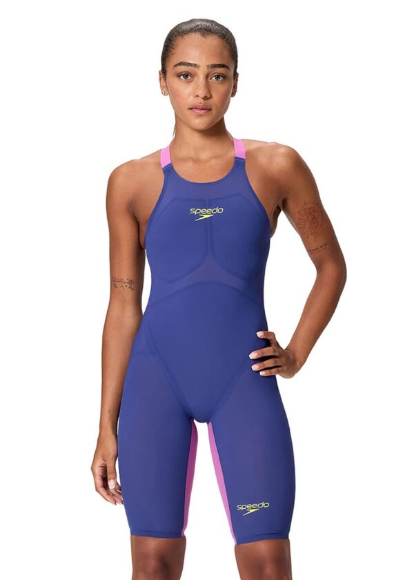 Speedo Fastskin LZR Pure Valor 2.0 Openback Kneeskin - Navy / Purple