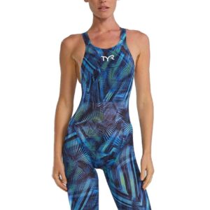 TYR Women's Avictor Open Back Kneesuit - Blue / Green Helux