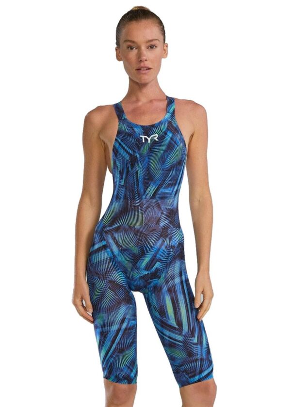 TYR Women's Avictor Open Back Kneesuit - Blue / Green Helux