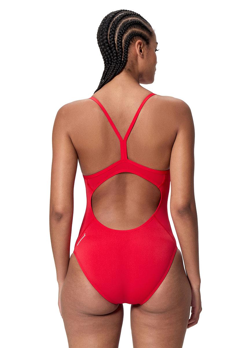 Speedo Womens Endurance+ Logo Thin Strap Swimsuit - Red-633652