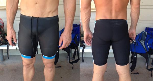 The new jammer fit is higher at the back of the suit than any of our previous suits. This means it covers more of the gluteus muscles, which are big powerful muscles for swimming