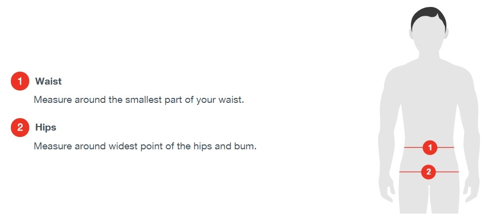 men swimsuit size chart