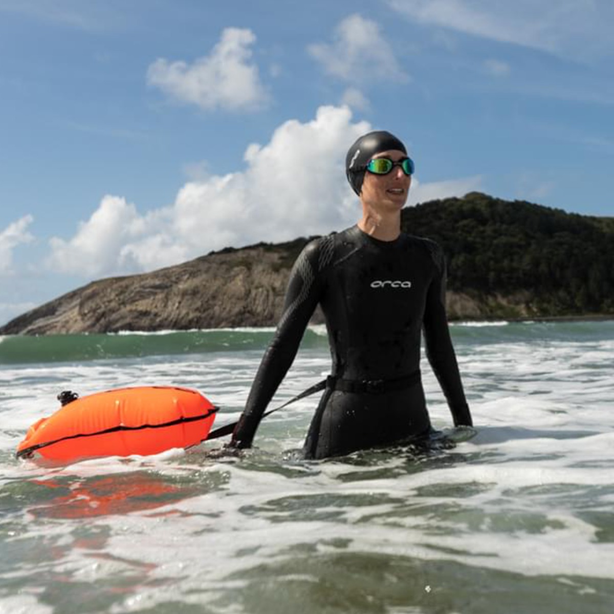 Open water swimmer in the ocean