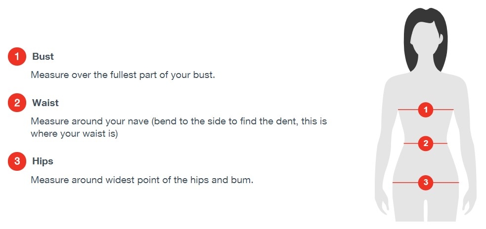 women swimsuit size chart