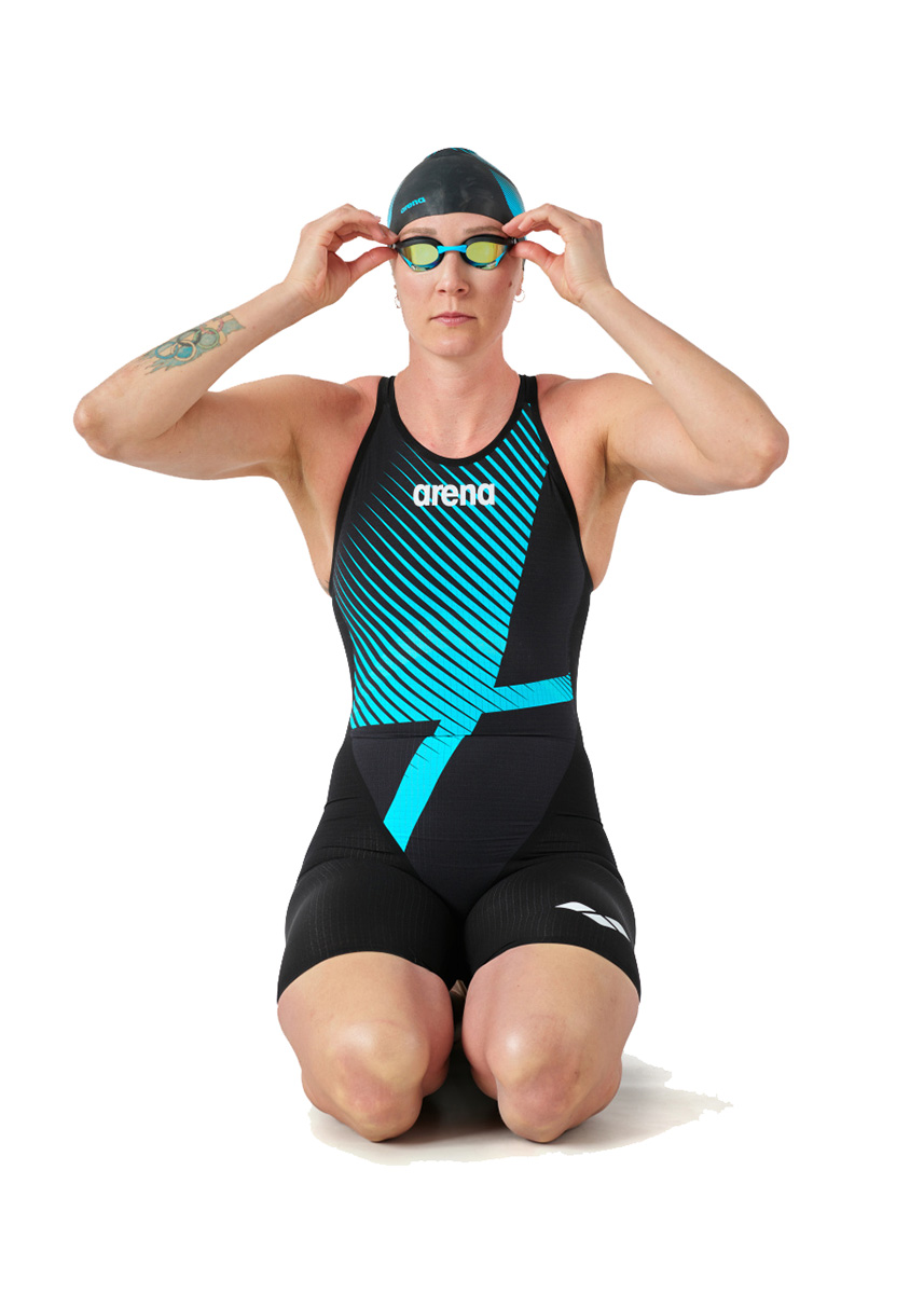 Arena Powerskin Limited Edition Carbon Core Openback Kneesuit - Blue Diamond - Image 8
