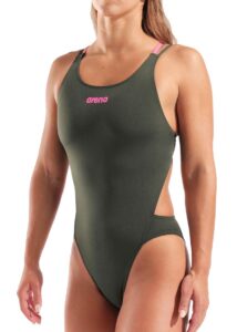 Arena Solid Swim Tech Multi Back Swimsuit - Sage / Pink