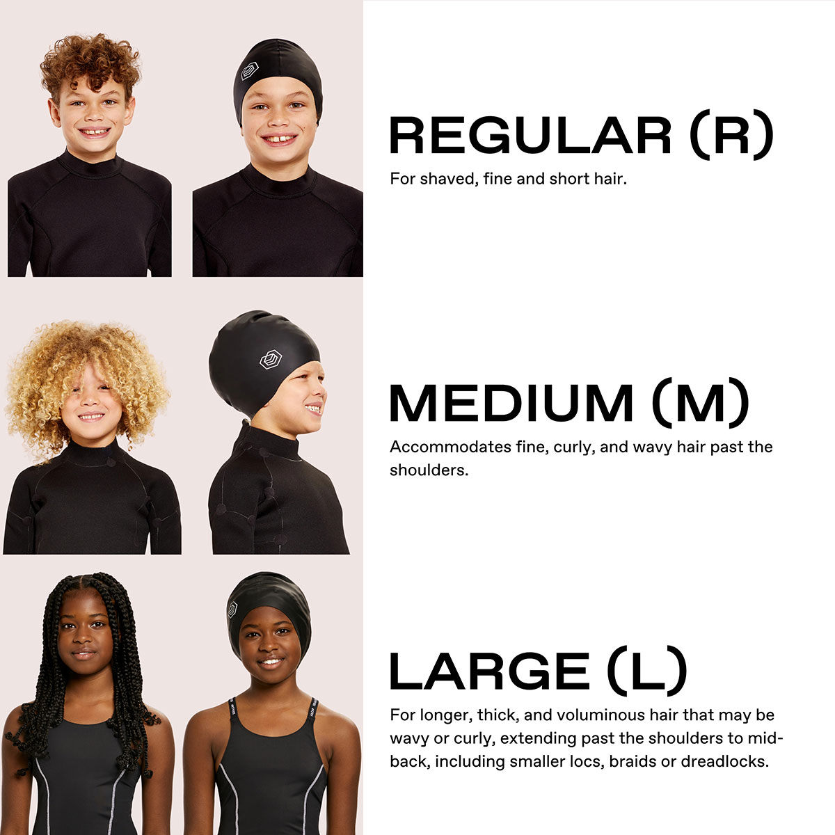 Soul Cap Kids Voluminous Swim Cap - Black - Image 2